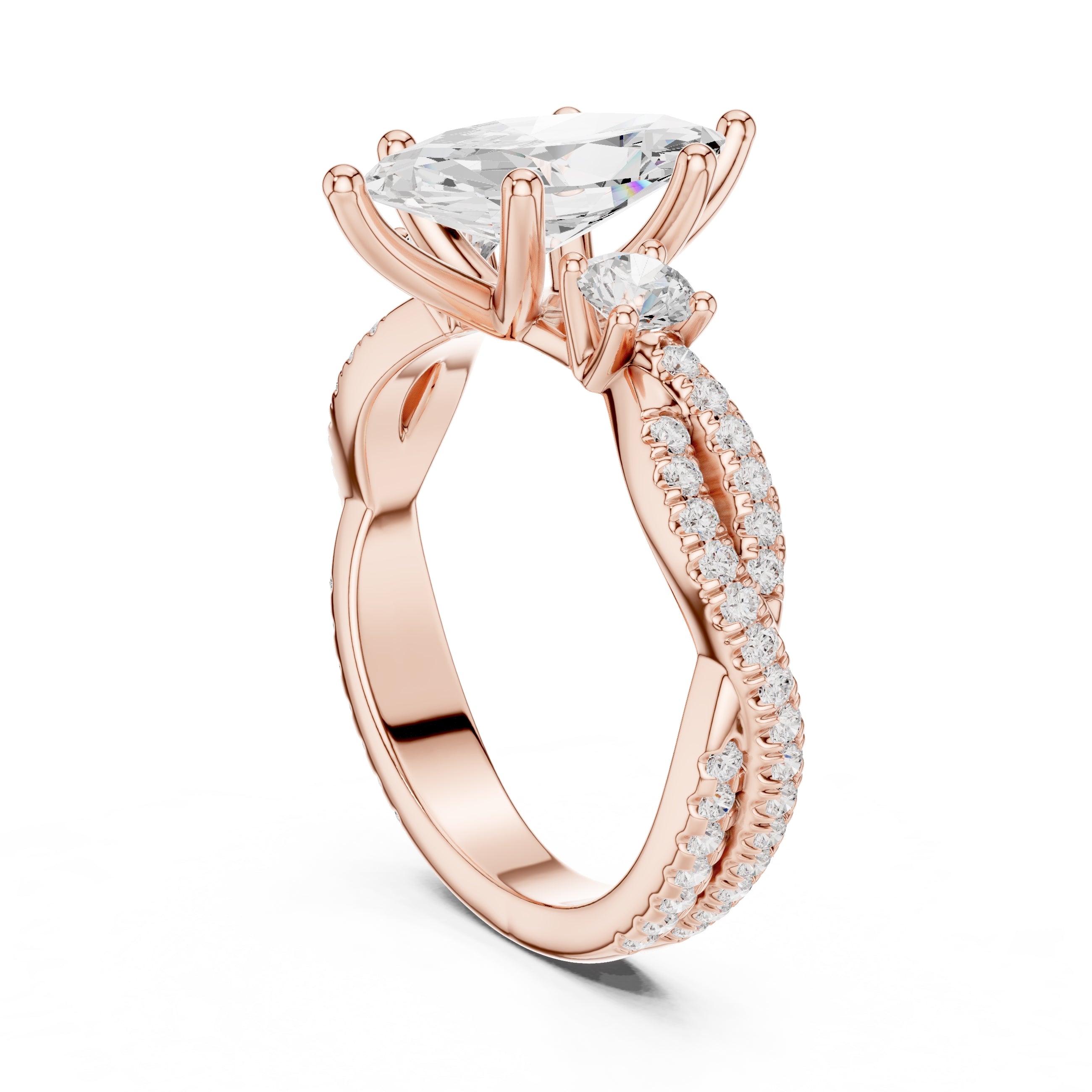 2.00 ct Cascade Twist Engagement Ring 2ct Rose Gold Marquise