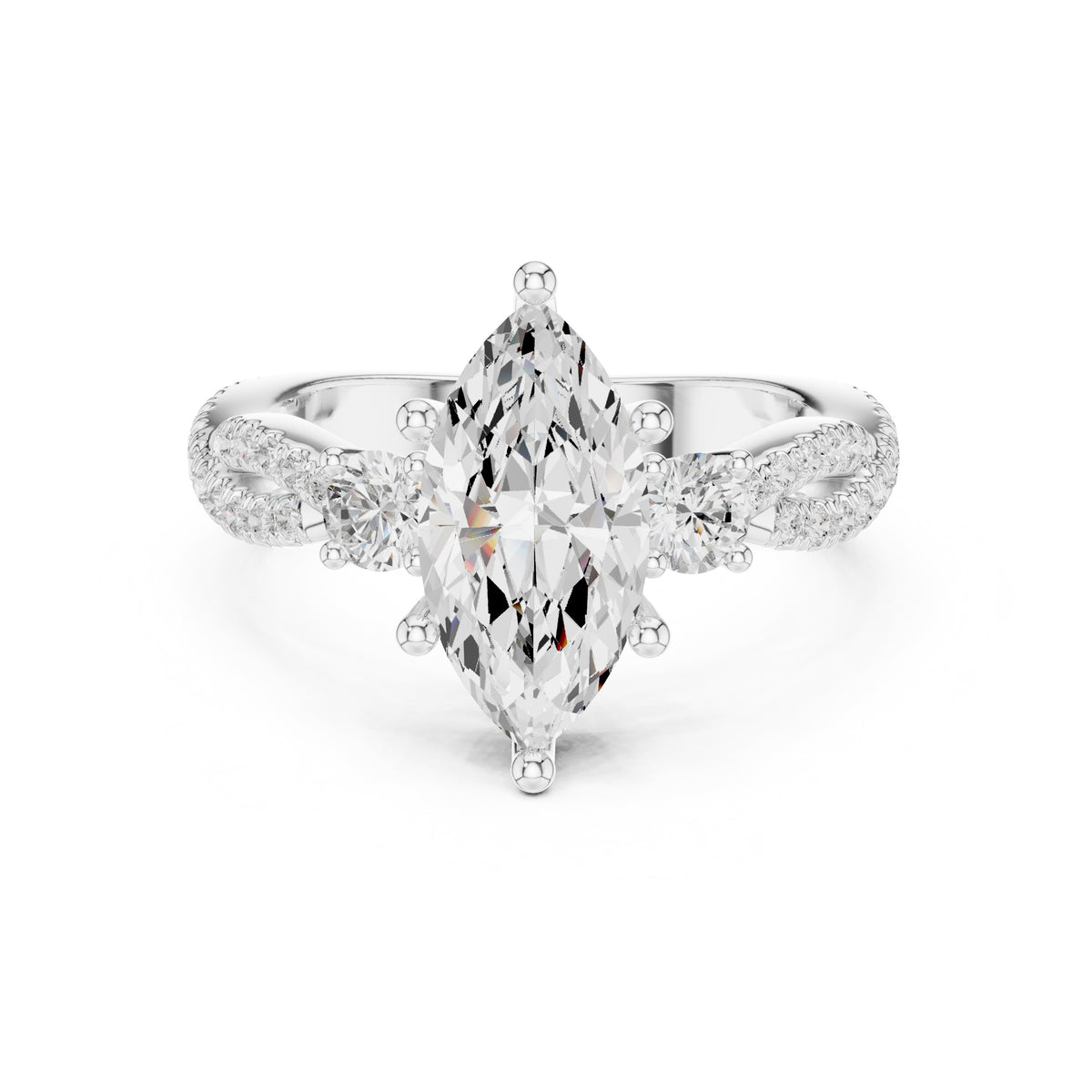 2.00 ct Cascade Twist Engagement Ring 2ct White Gold Marquise