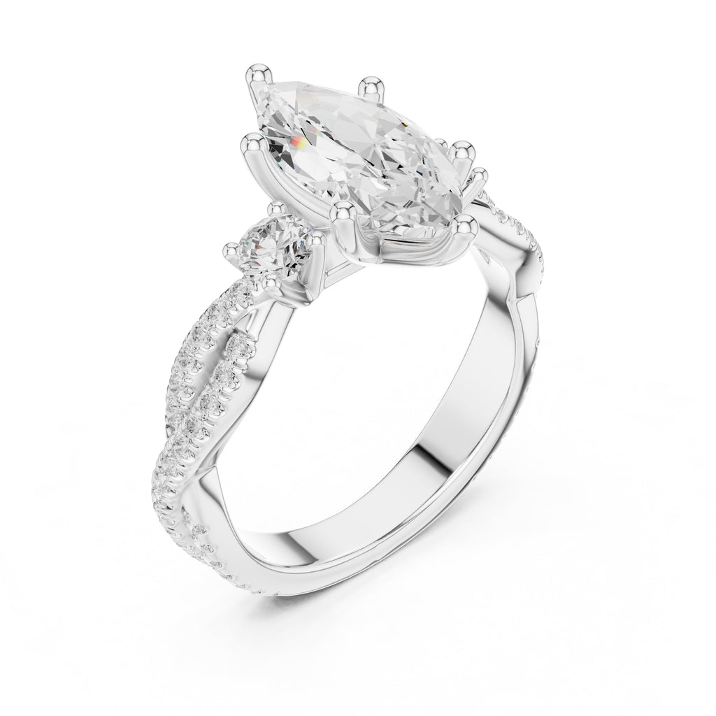 2.00 ct Cascade Twist Engagement Ring 2ct White Gold Marquise