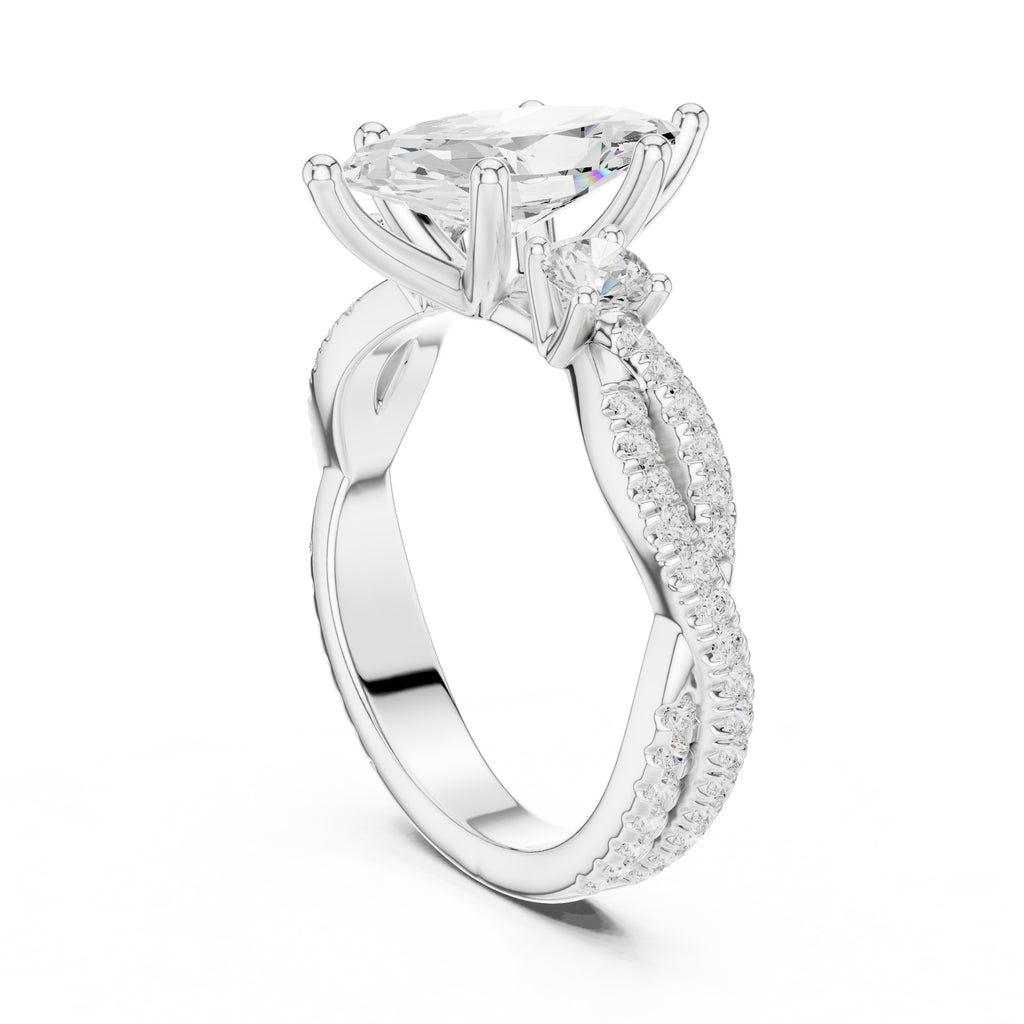 2.00 ct Cascade Twist Engagement Ring 2ct White Gold Marquise