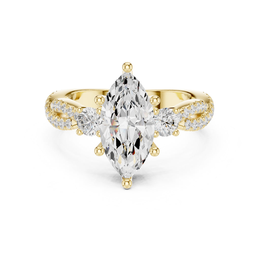 2.00 ct Cascade Twist Engagement Ring 2ct Yellow Gold Marquise