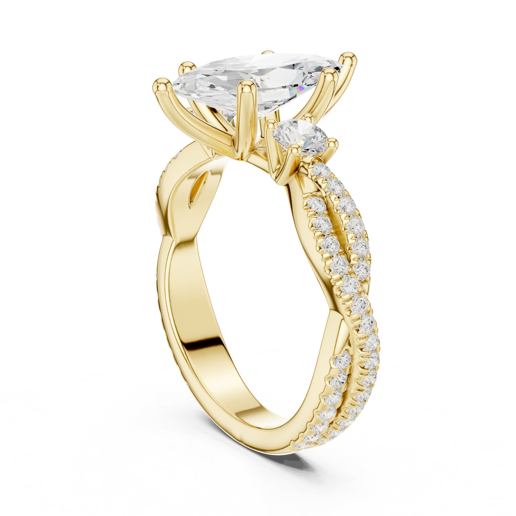 2.00 ct Cascade Twist Engagement Ring 2ct Yellow Gold Marquise