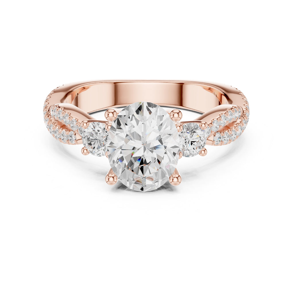 2.00 ct Cascade Twist Engagement Ring 2ct Rose Gold Oval