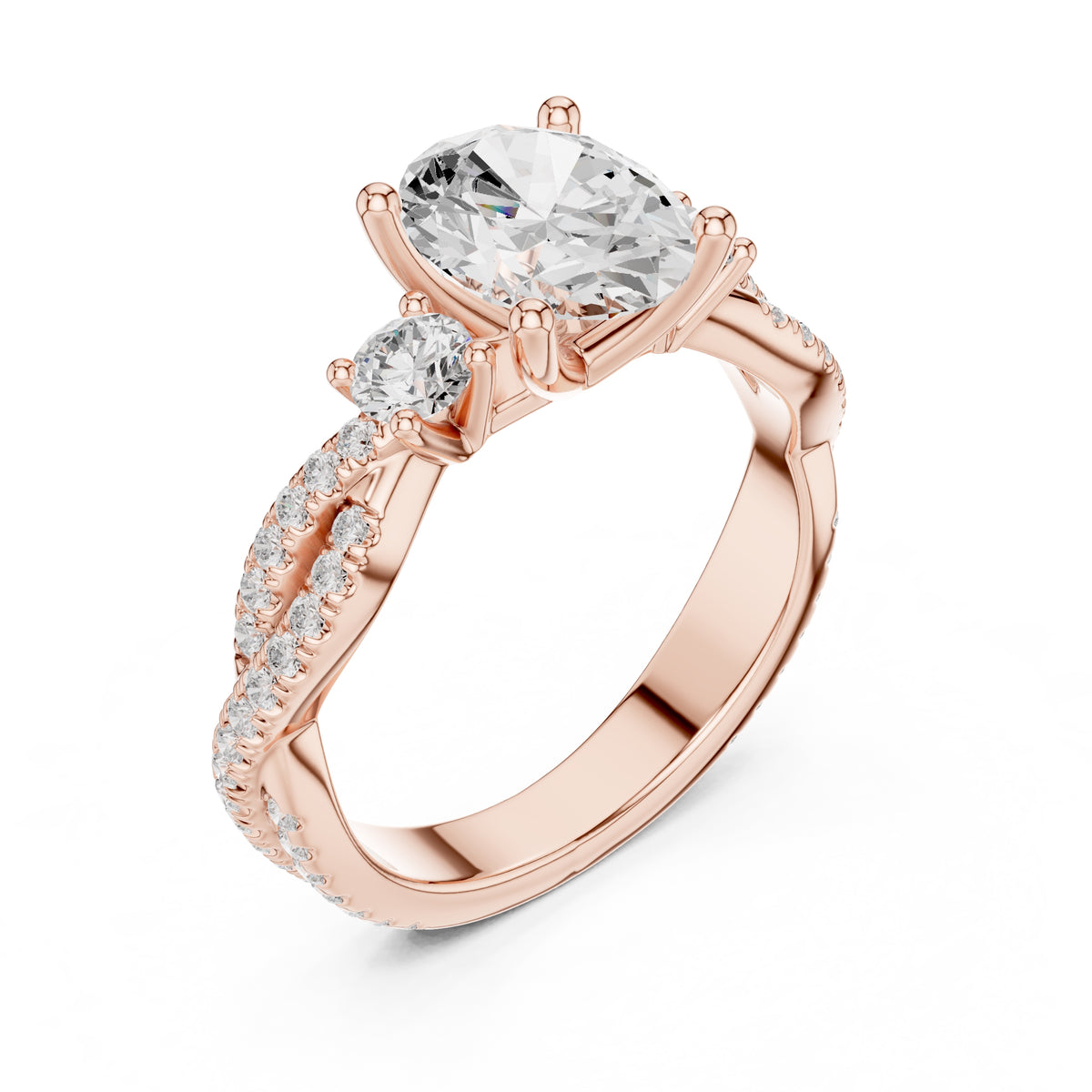 2.00 ct Cascade Twist Engagement Ring 2ct Rose Gold Oval