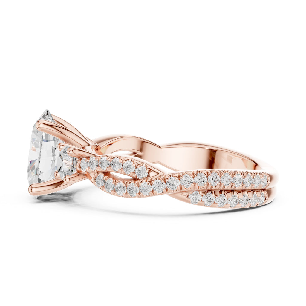 2.00 ct Cascade Twist Engagement Ring 2ct Rose Gold Oval