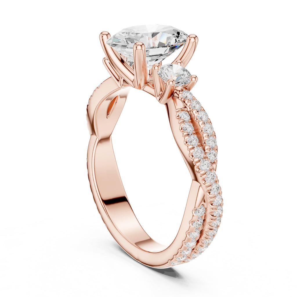 2.00 ct Cascade Twist Engagement Ring 2ct Rose Gold Oval
