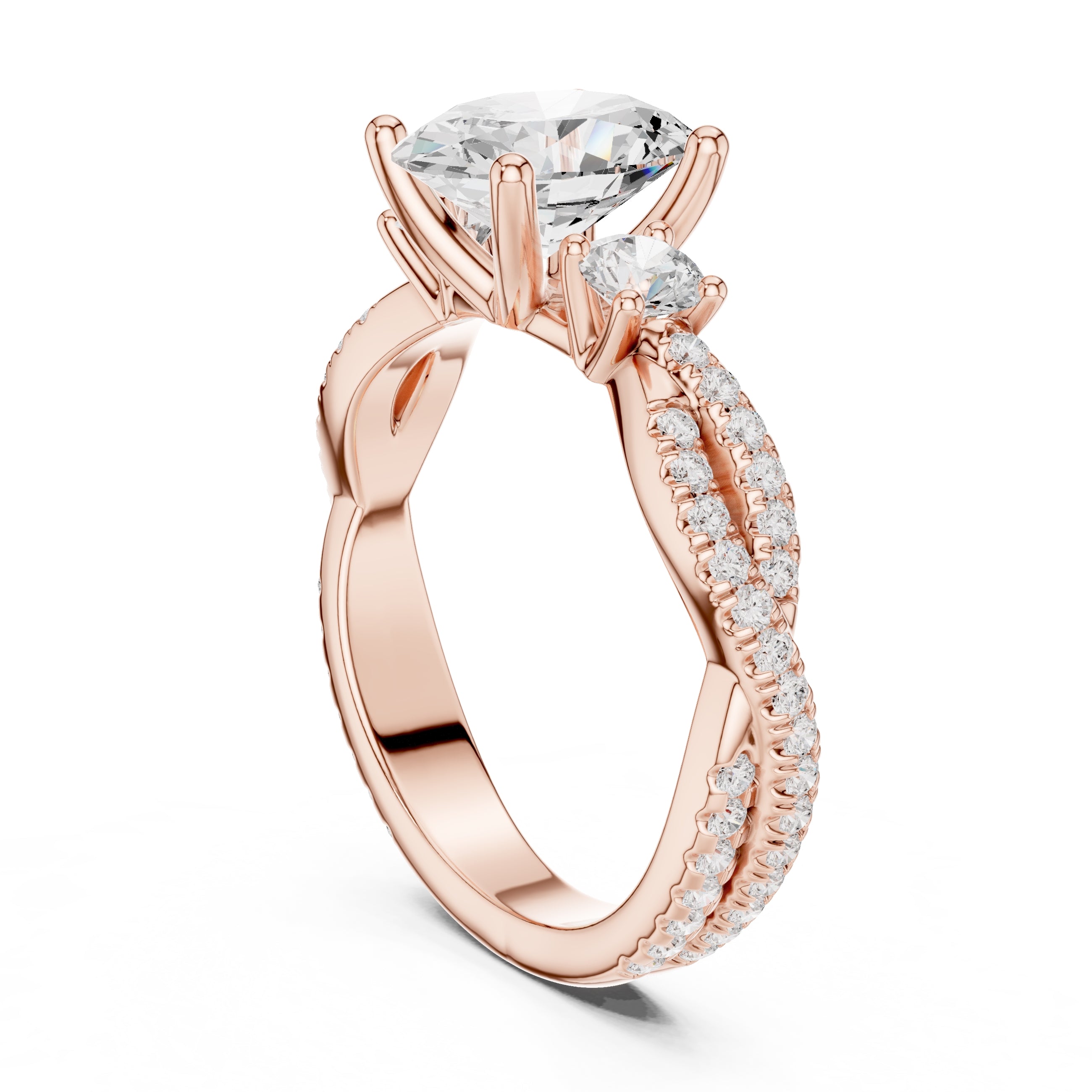 2.00 ct Cascade Twist Engagement Ring 2ct Rose Gold Oval