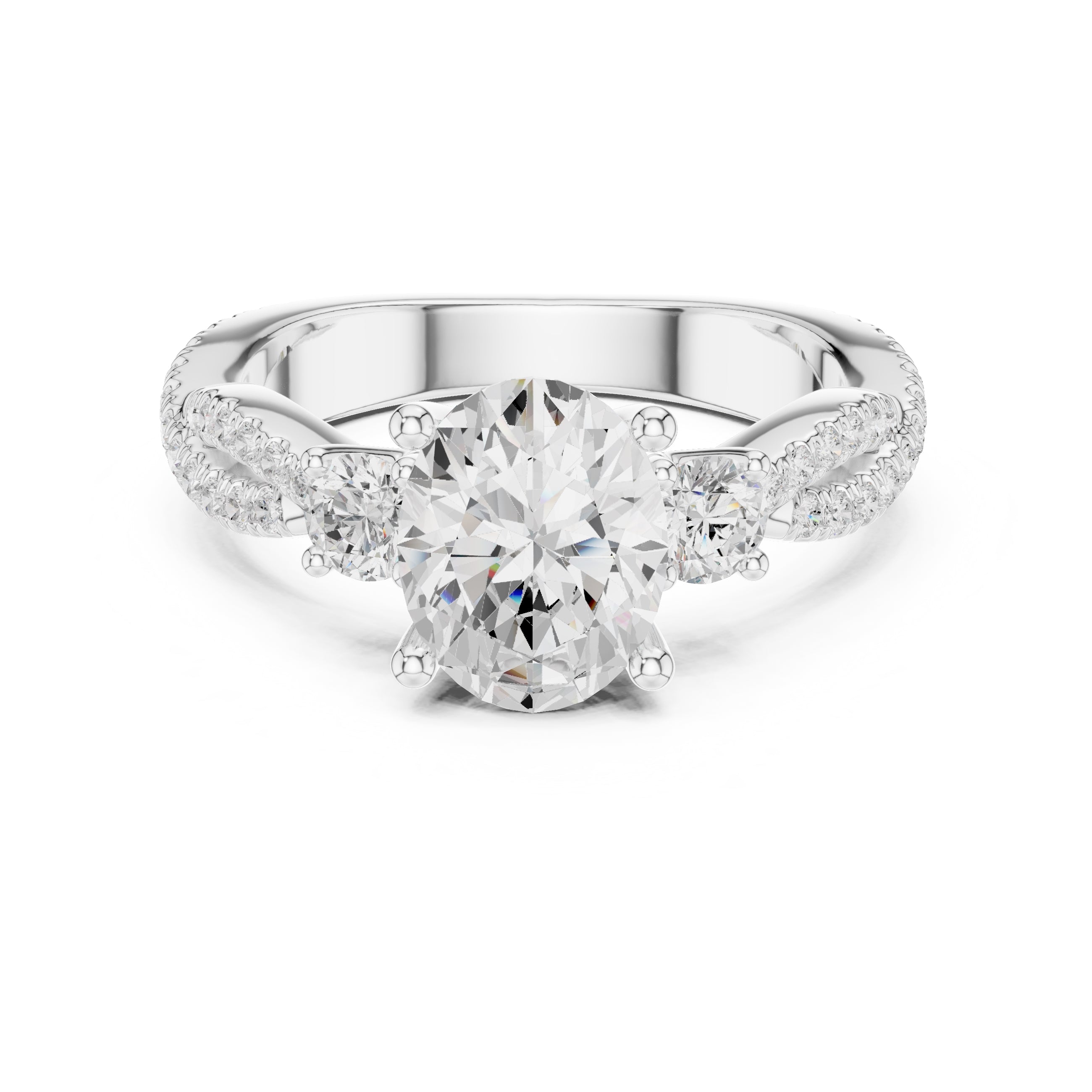 2.00 ct Cascade Twist Engagement Ring 2ct White Gold Oval