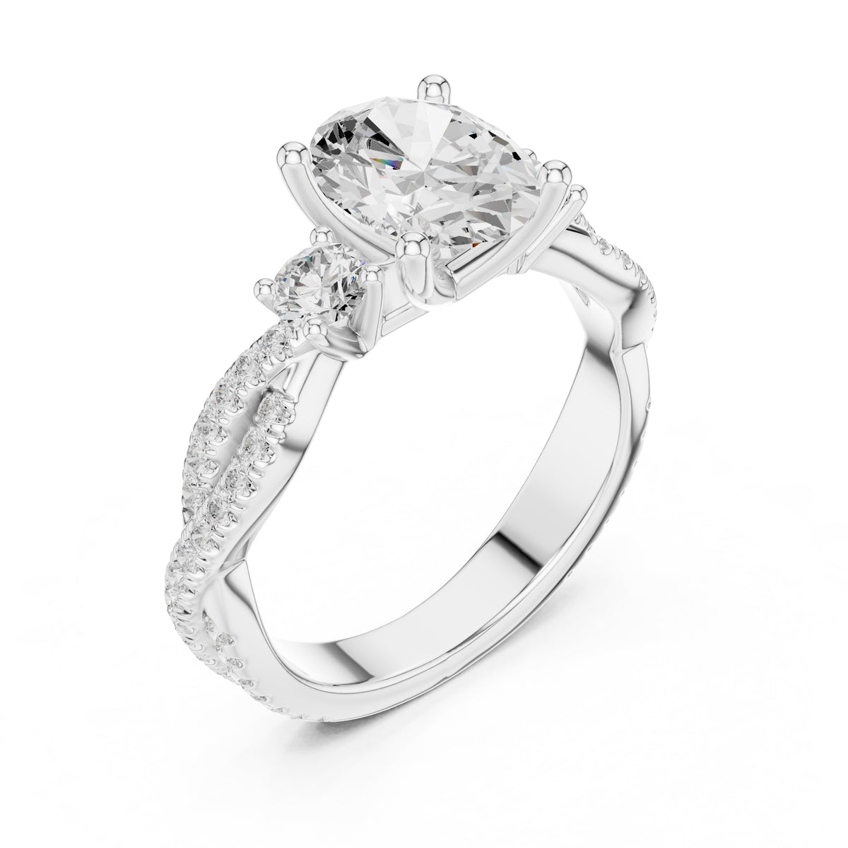 2.00 ct Cascade Twist Engagement Ring 2ct White Gold Oval