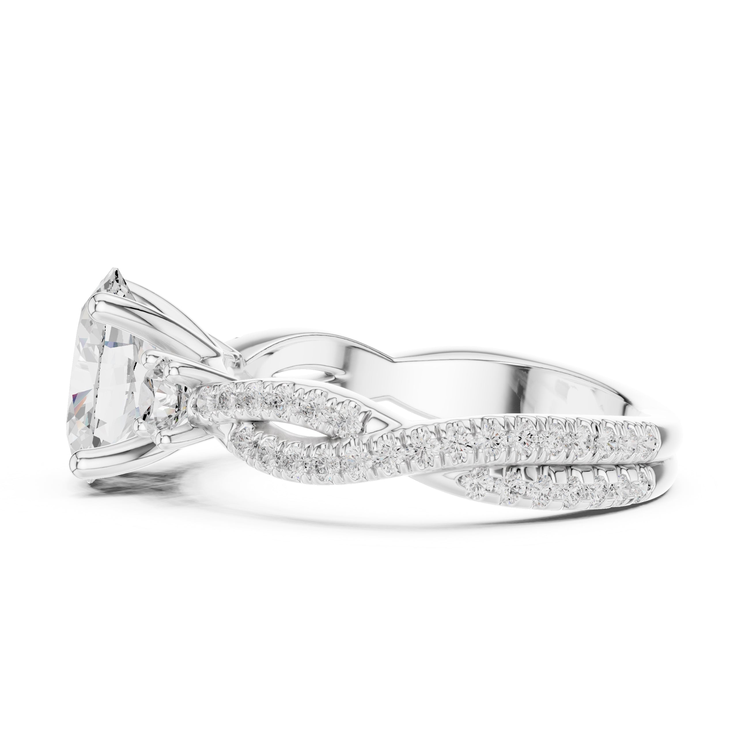 2.00 ct Cascade Twist Engagement Ring 2ct White Gold Oval
