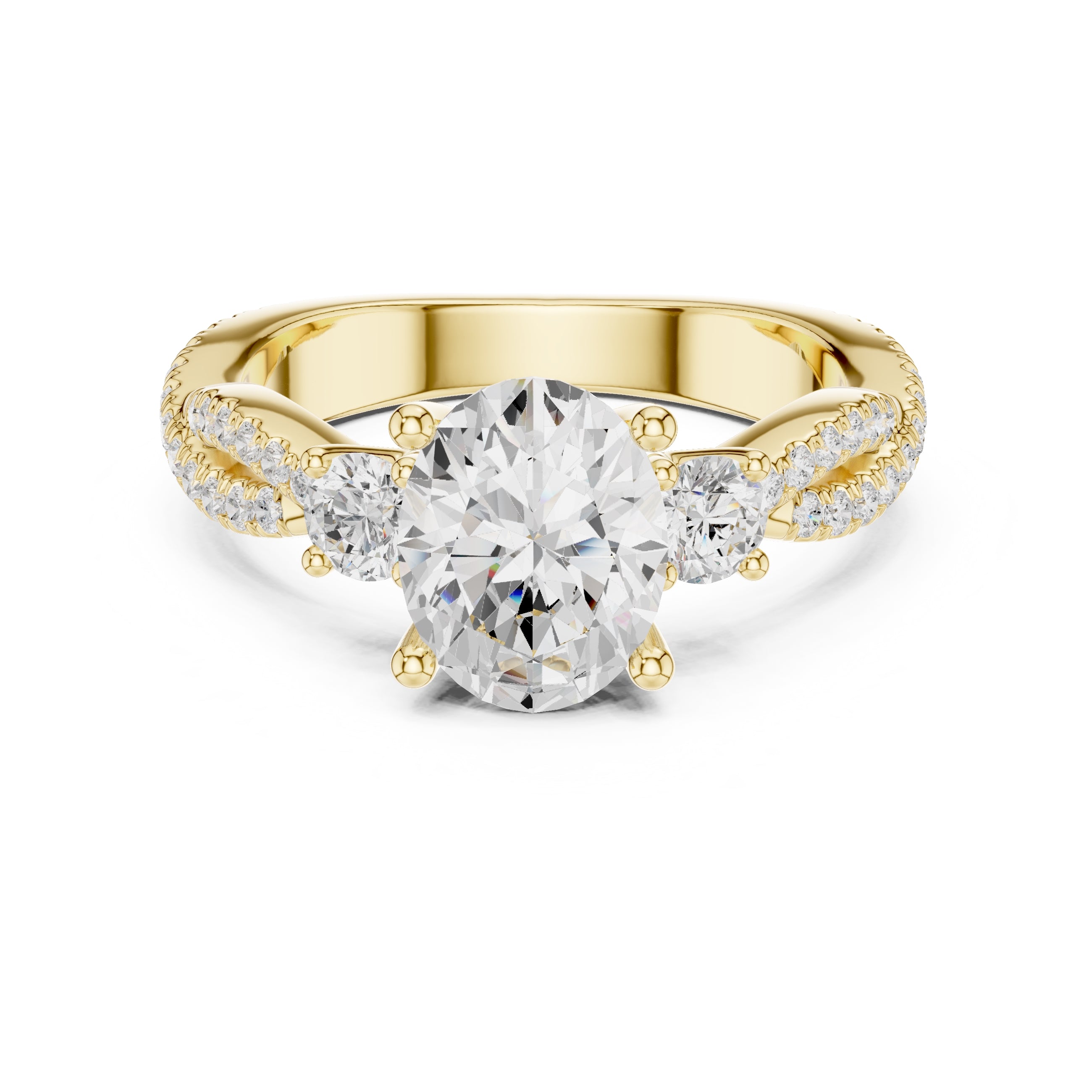 2.00 ct Cascade Twist Engagement Ring 2ct Yellow Gold Oval