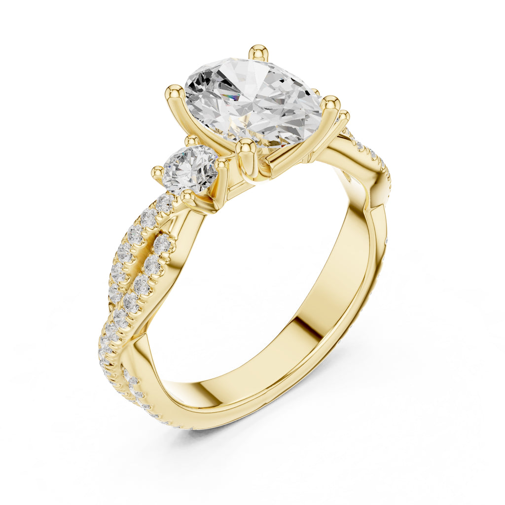 2.00 ct Cascade Twist Engagement Ring 2ct Yellow Gold Oval