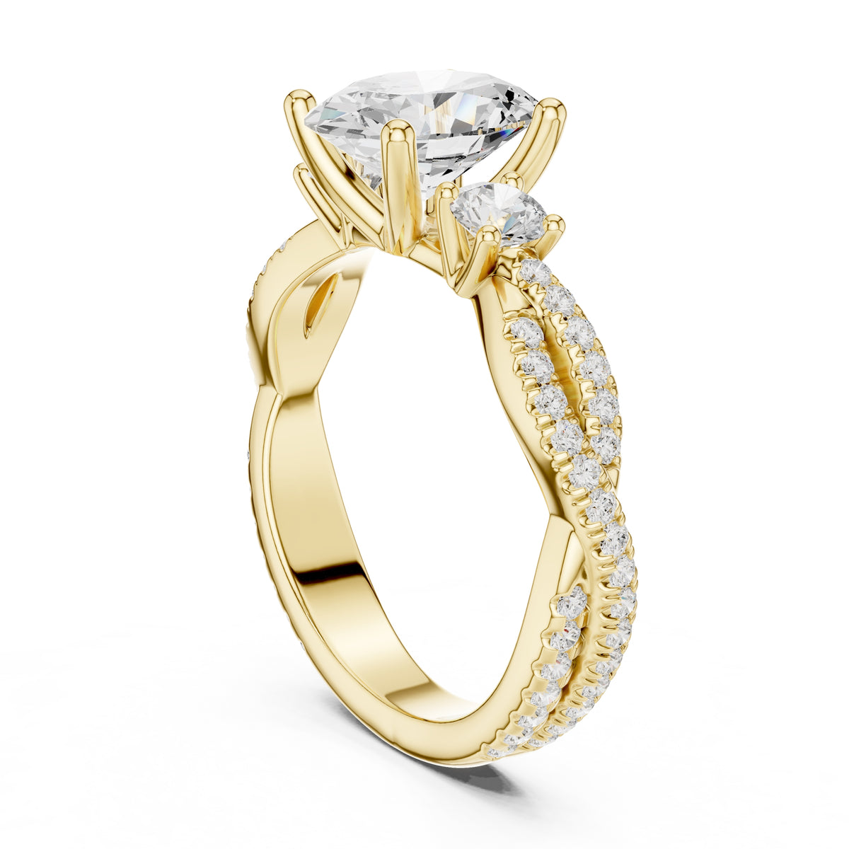 2.00 ct Cascade Twist Engagement Ring 2ct Yellow Gold Oval
