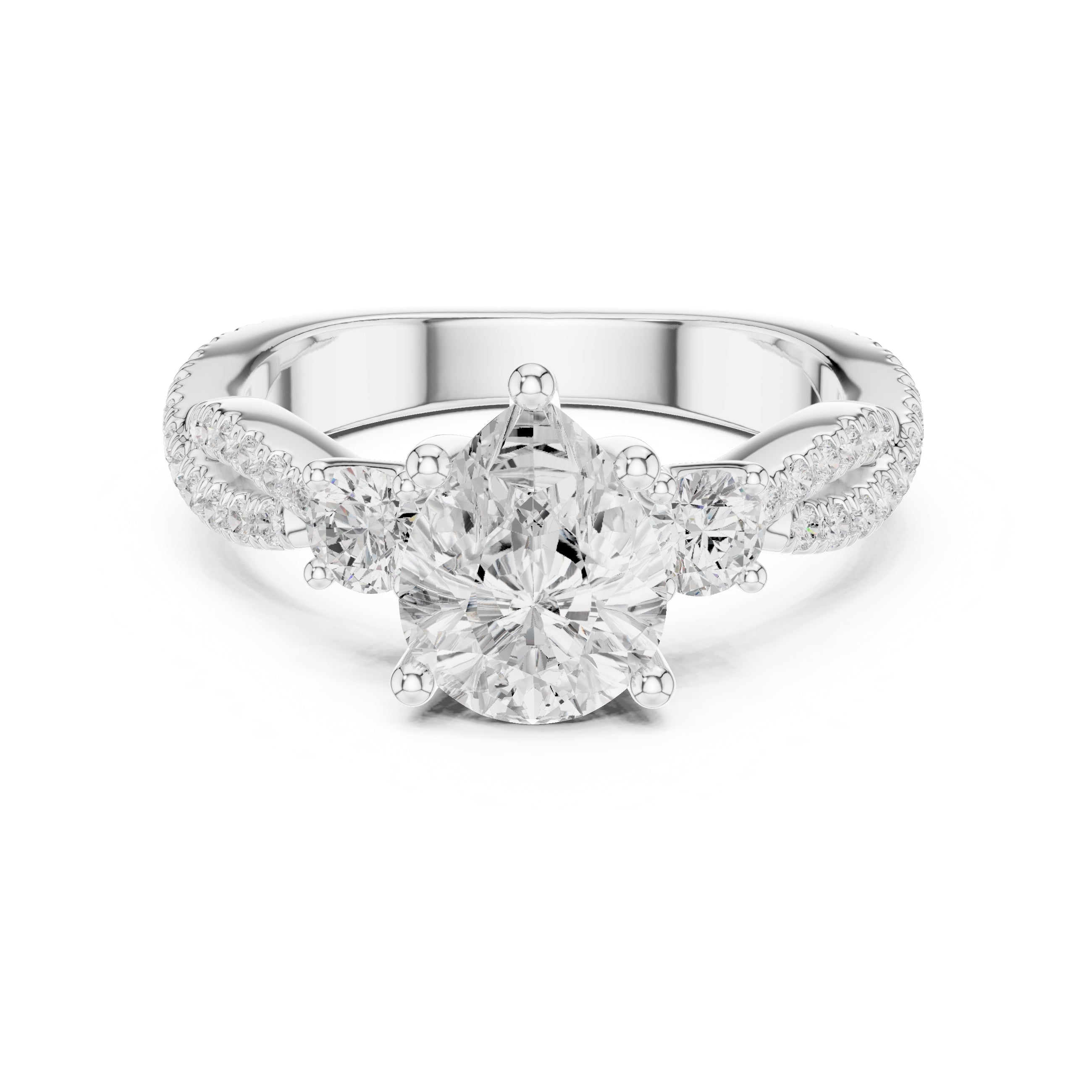 2.00 ct Cascade Twist Engagement Ring 2ct White Gold Pear