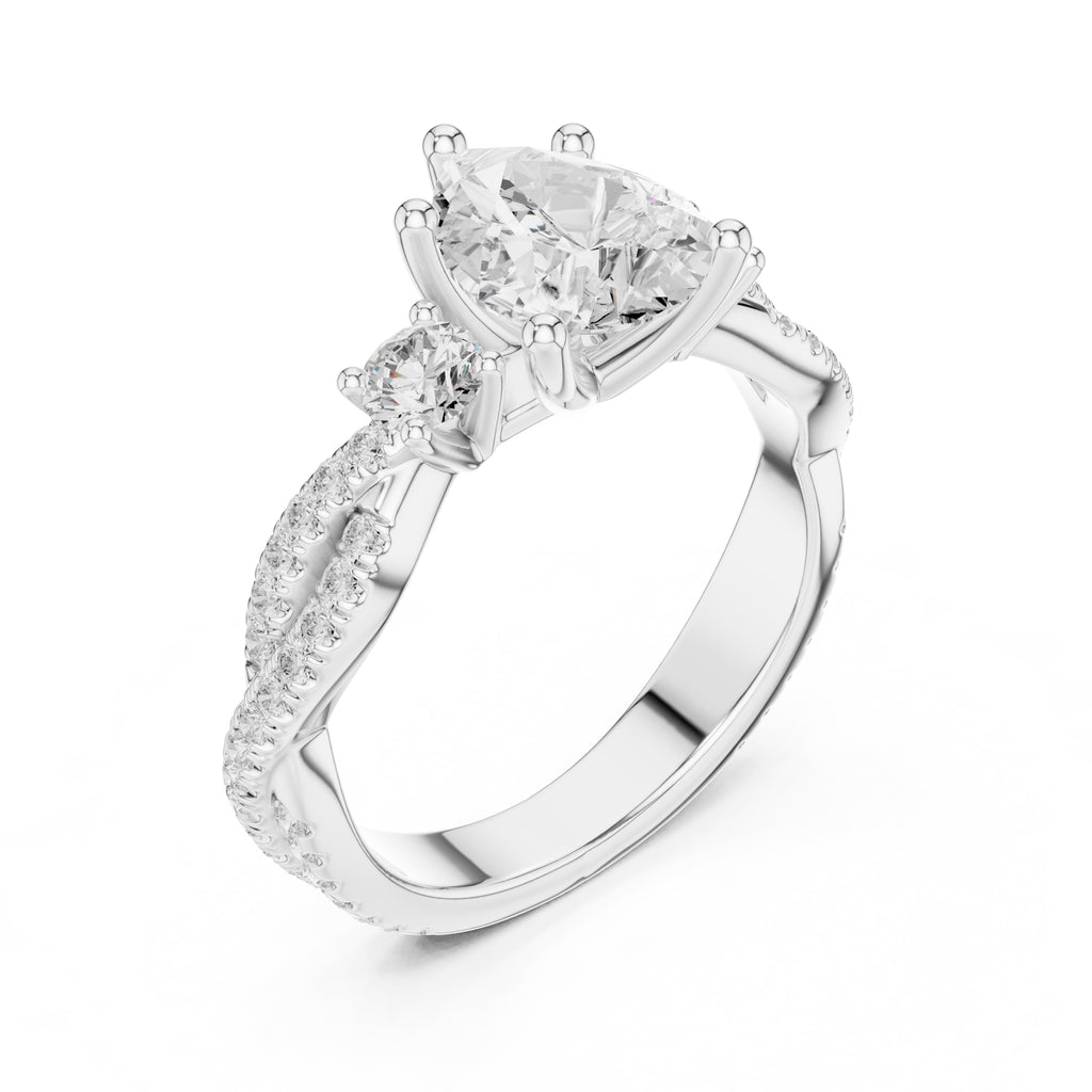 2.00 ct Cascade Twist Engagement Ring 2ct White Gold Pear