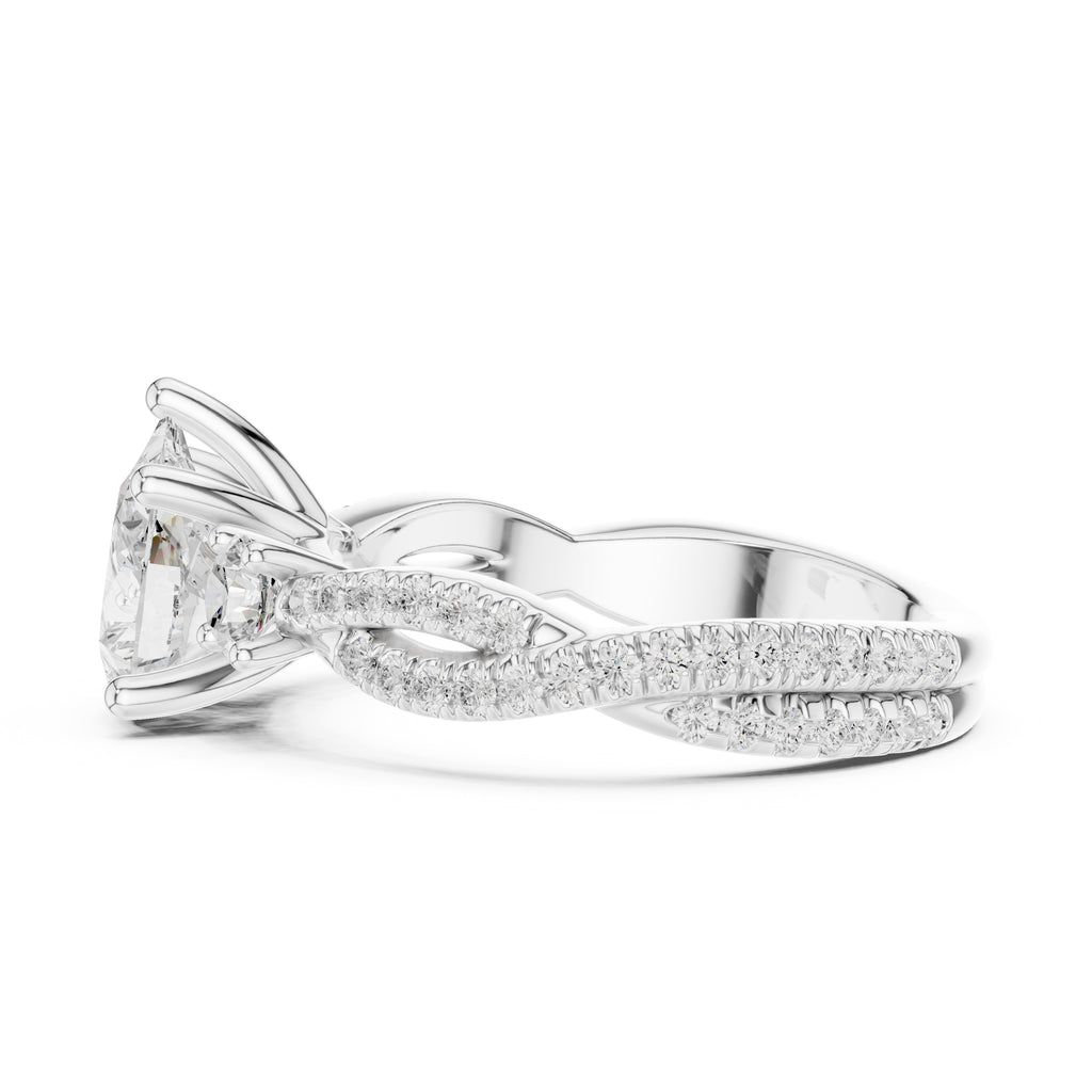 2.00 ct Cascade Twist Engagement Ring 2ct White Gold Pear