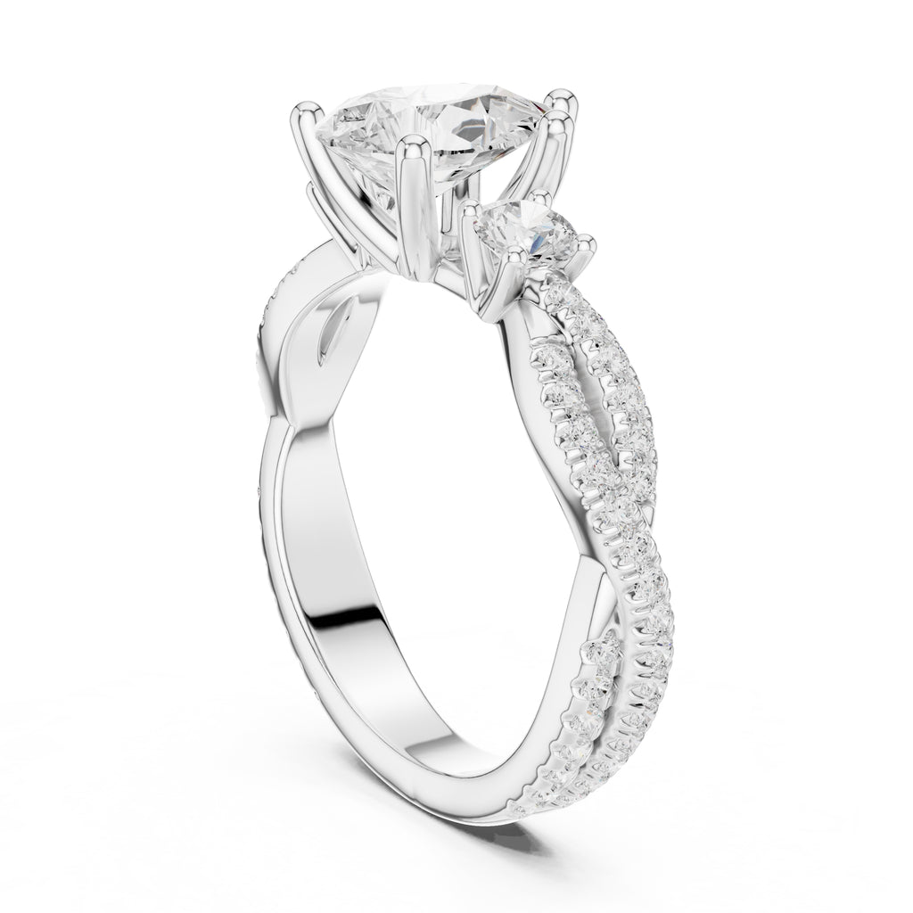 2.00 ct Cascade Twist Engagement Ring 2ct White Gold Pear