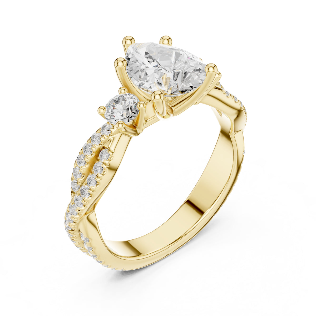 2.00 ct Cascade Twist Engagement Ring 2ct Yellow Gold Pear