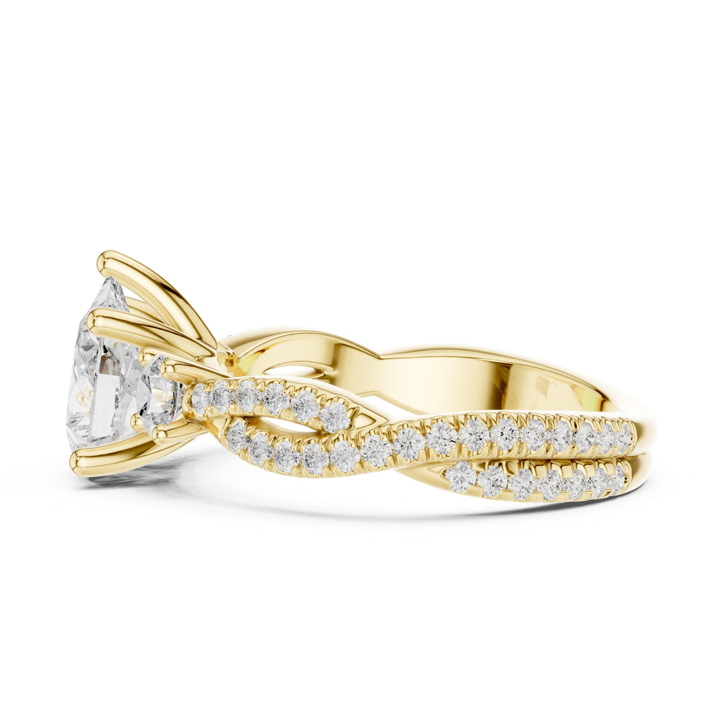 2.00 ct Cascade Twist Engagement Ring 2ct Yellow Gold Pear