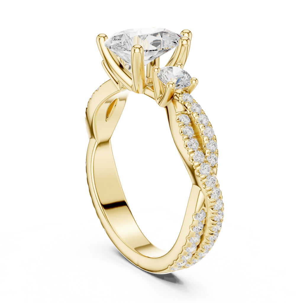 2.00 ct Cascade Twist Engagement Ring 2ct Yellow Gold Pear