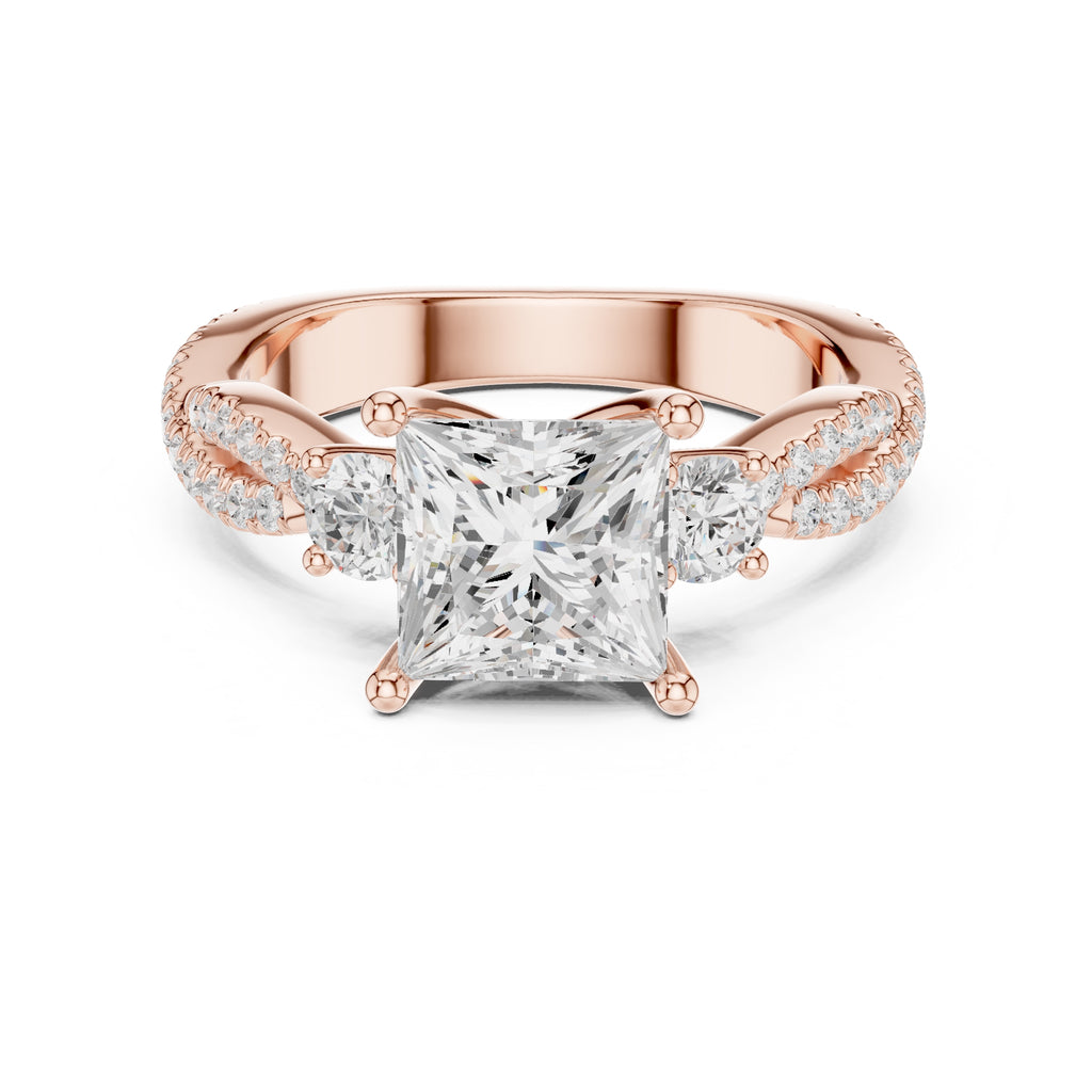 2.00 ct Cascade Twist Engagement Ring 2ct Rose Gold Princess