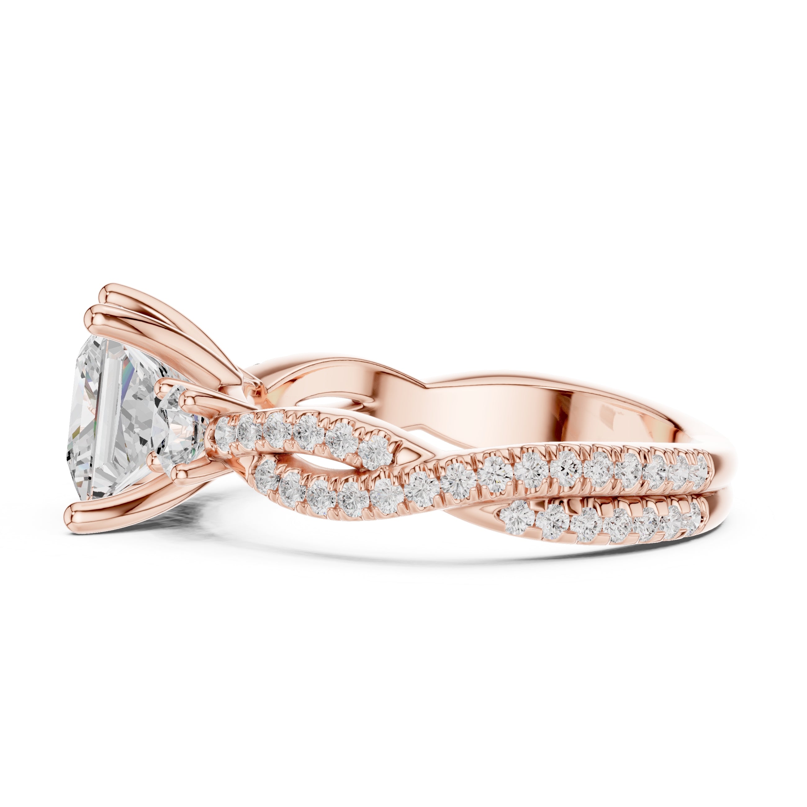 2.00 ct Cascade Twist Engagement Ring 2ct Rose Gold Princess
