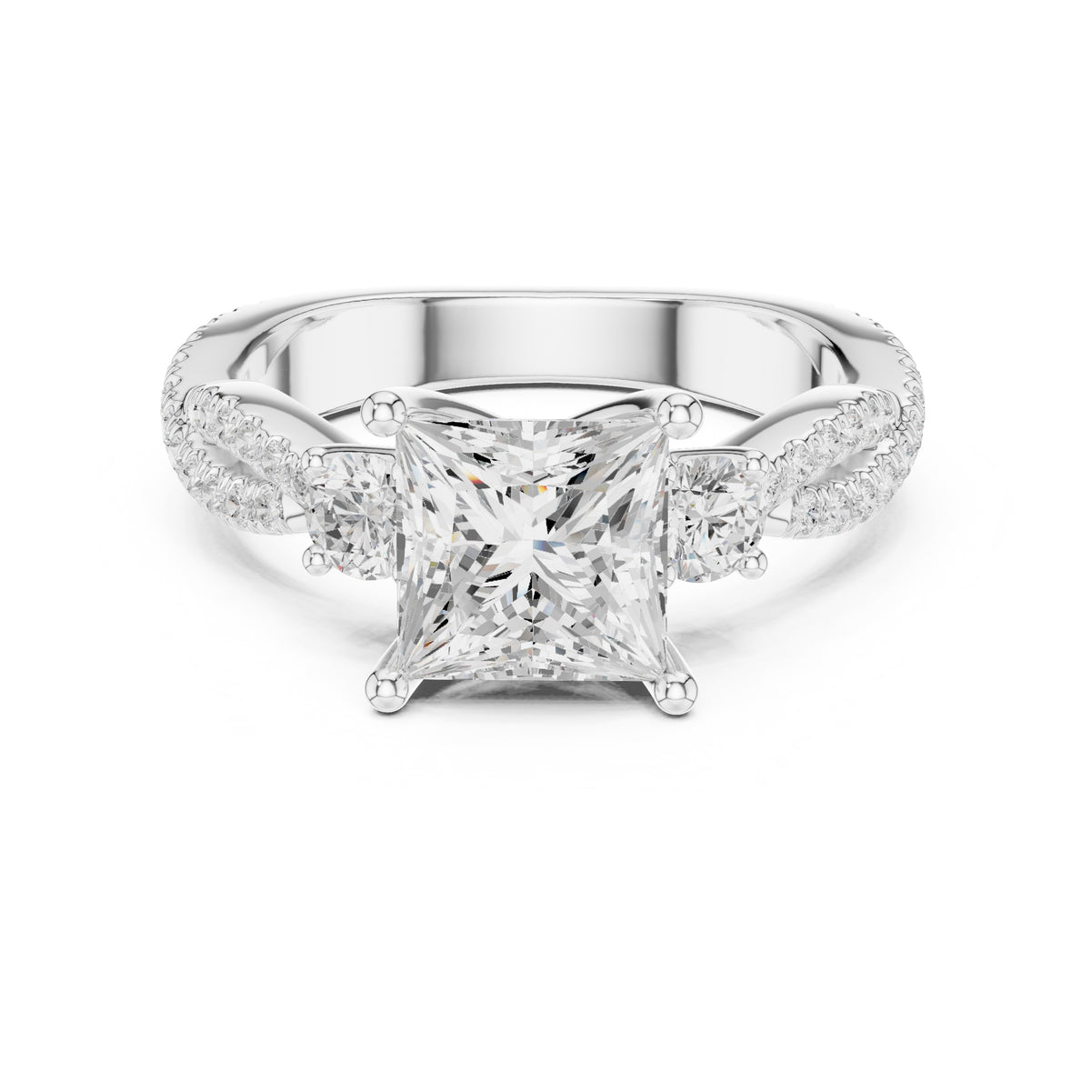 2.00 ct Cascade Twist Engagement Ring 2ct White Gold Princess