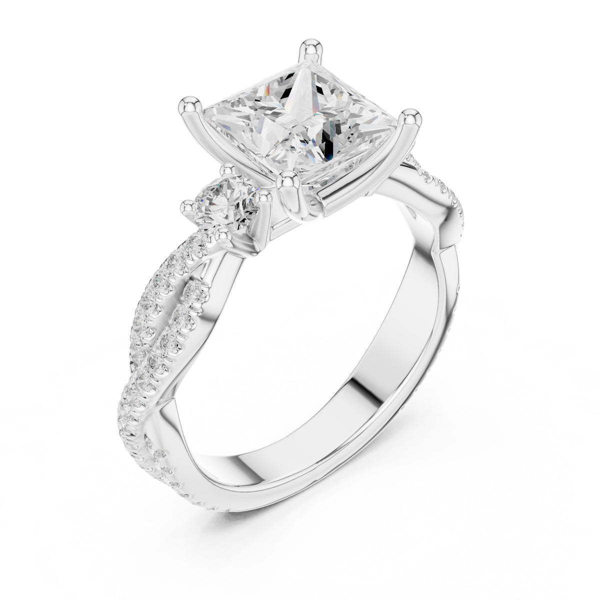 2.00 ct Cascade Twist Engagement Ring 2ct White Gold Princess