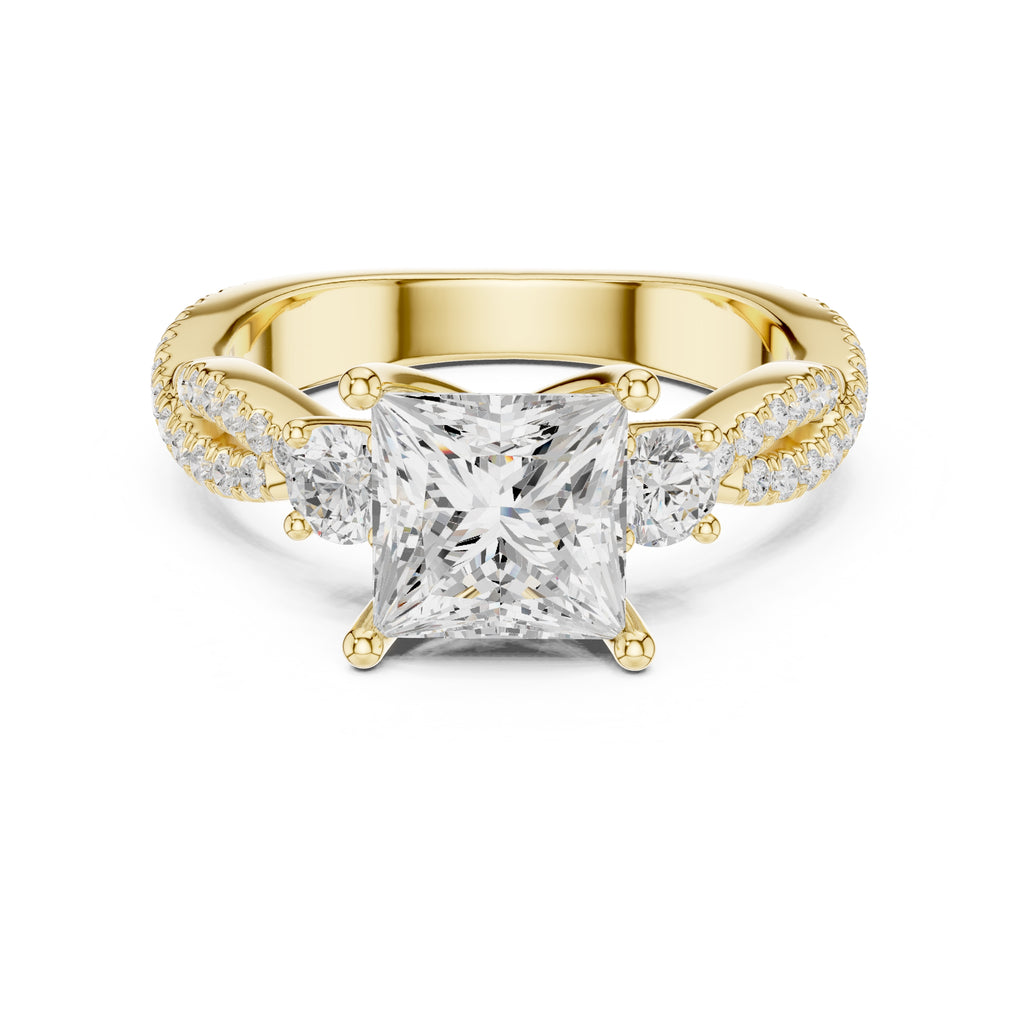 2.00 ct Cascade Twist Engagement Ring 2ct Yellow Gold Princess