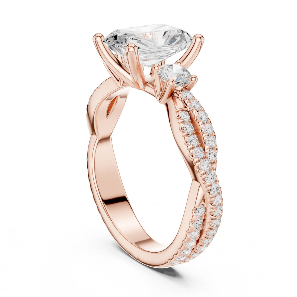 2.00 ct Cascade Twist Engagement Ring 2ct Rose Gold Radiant