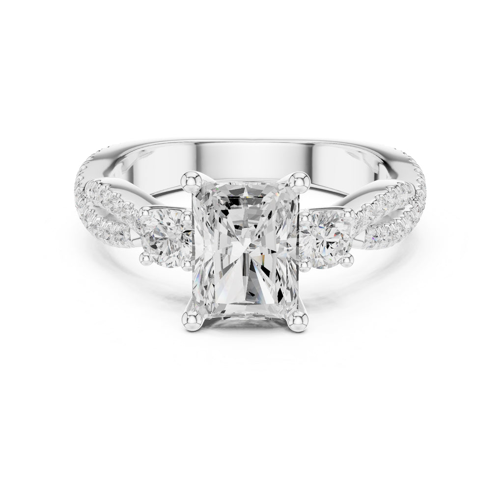 2.00 ct Cascade Twist Engagement Ring 2ct White Gold Radiant