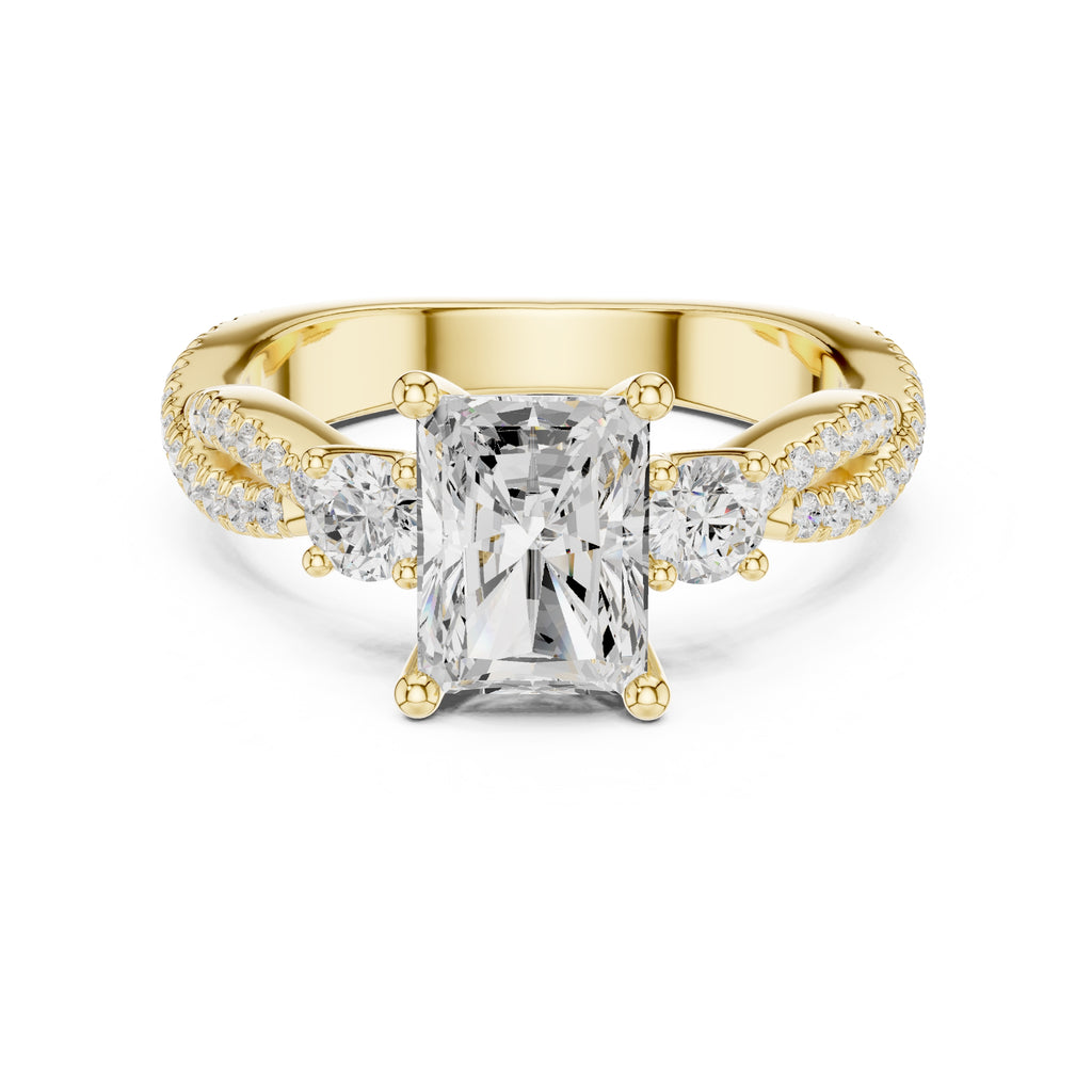 2.00 ct Cascade Twist Engagement Ring 2ct Yellow Gold Radiant