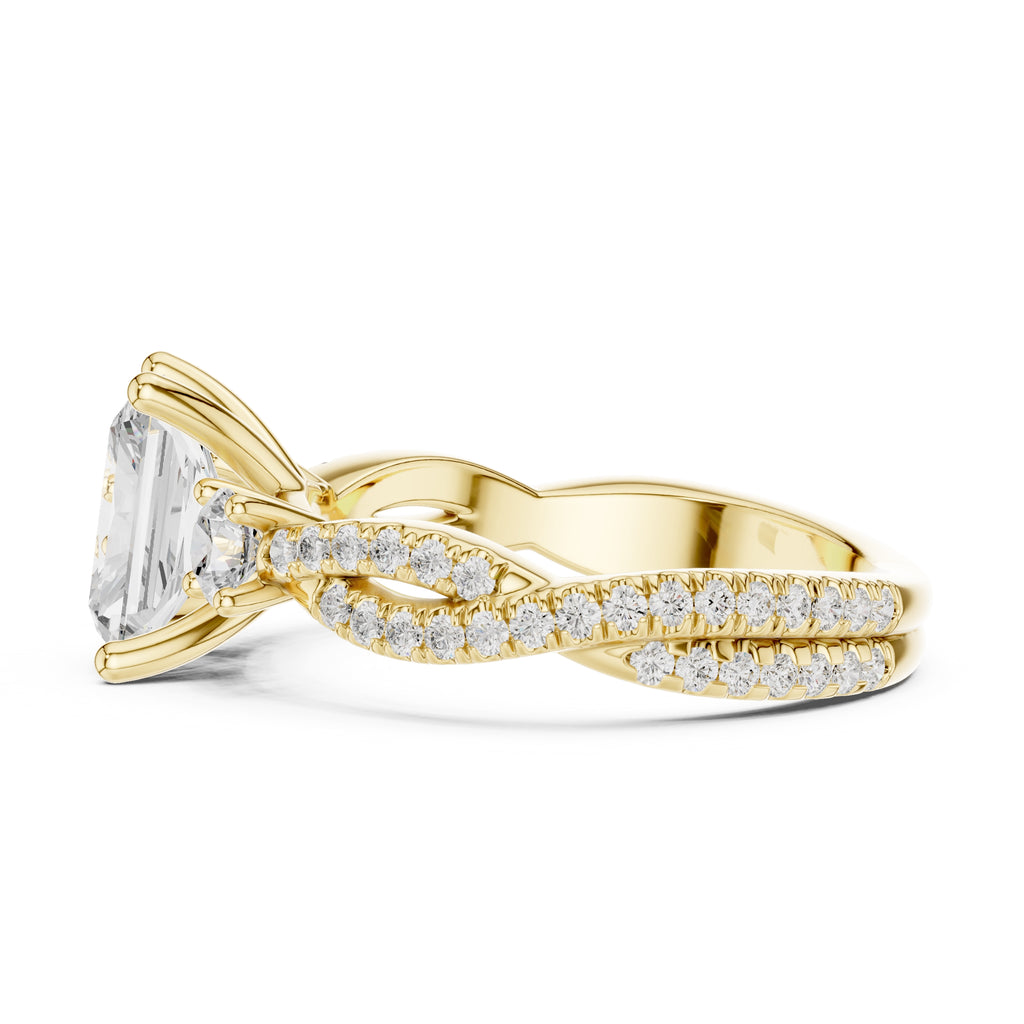 2.00 ct Cascade Twist Engagement Ring 2ct Yellow Gold Radiant