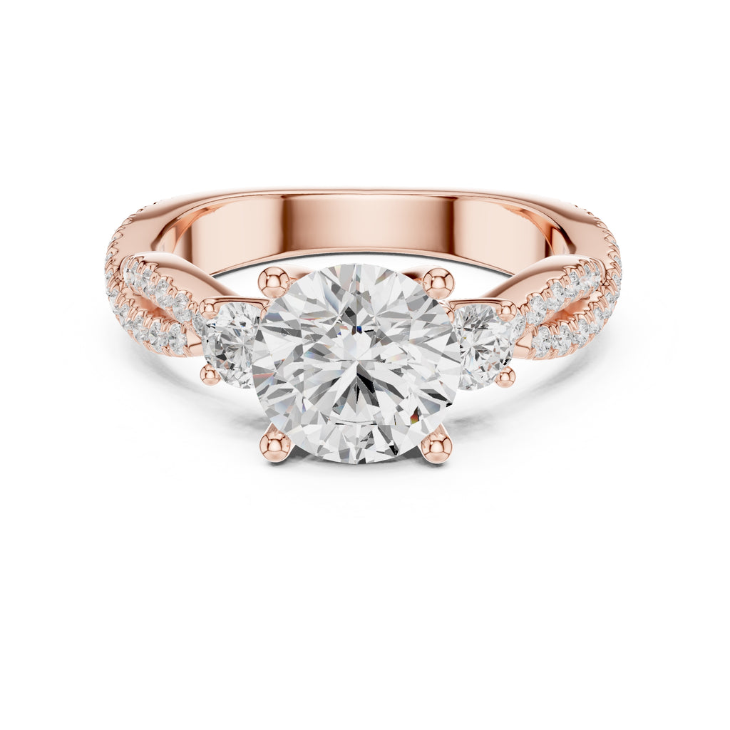 2.00 ct Cascade Twist Engagement Ring 2ct Rose Gold Round