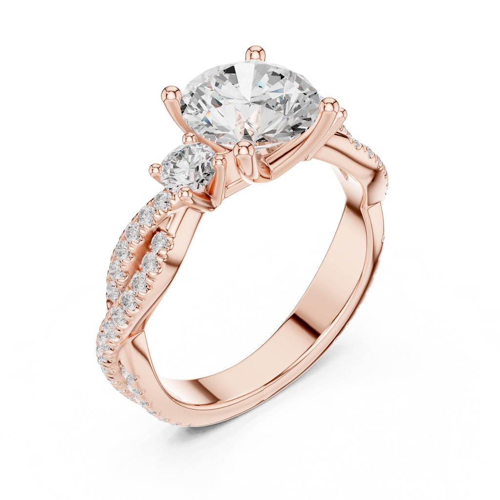 2.00 ct Cascade Twist Engagement Ring 2ct Rose Gold Round