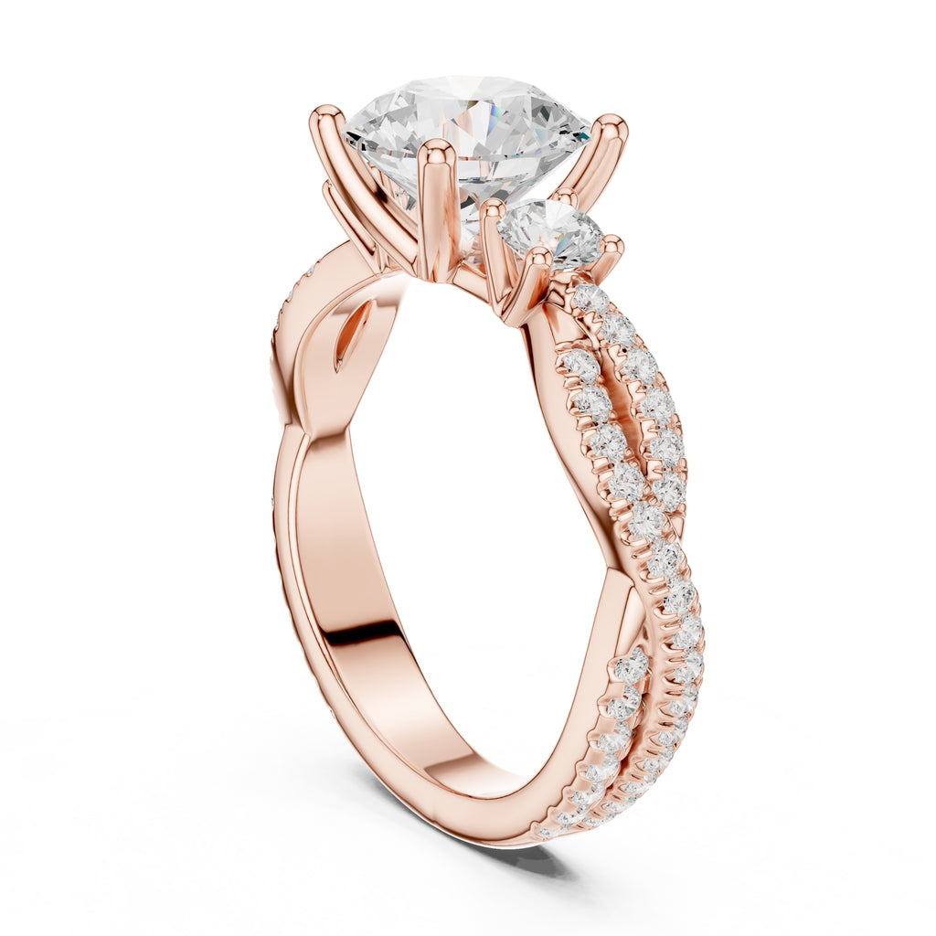 2.00 ct Cascade Twist Engagement Ring 2ct Rose Gold Round