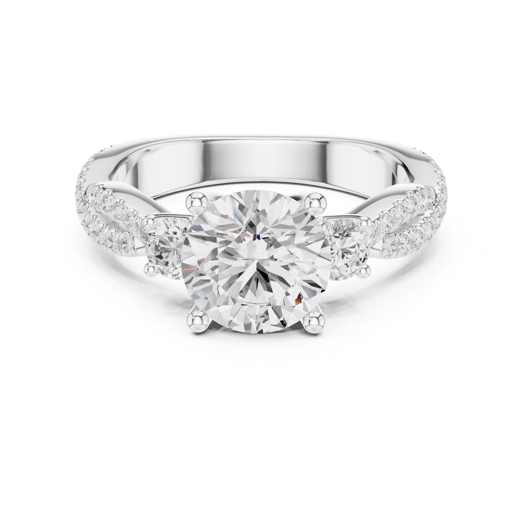 2.00 ct Cascade Twist Engagement Ring 2ct White Gold Round