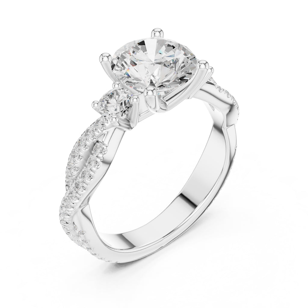 2.00 ct Cascade Twist Engagement Ring 2ct White Gold Round