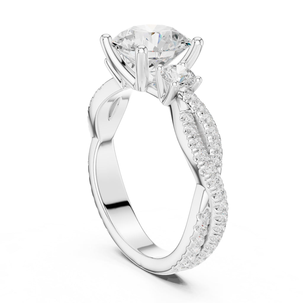 2.00 ct Cascade Twist Engagement Ring 2ct White Gold Round