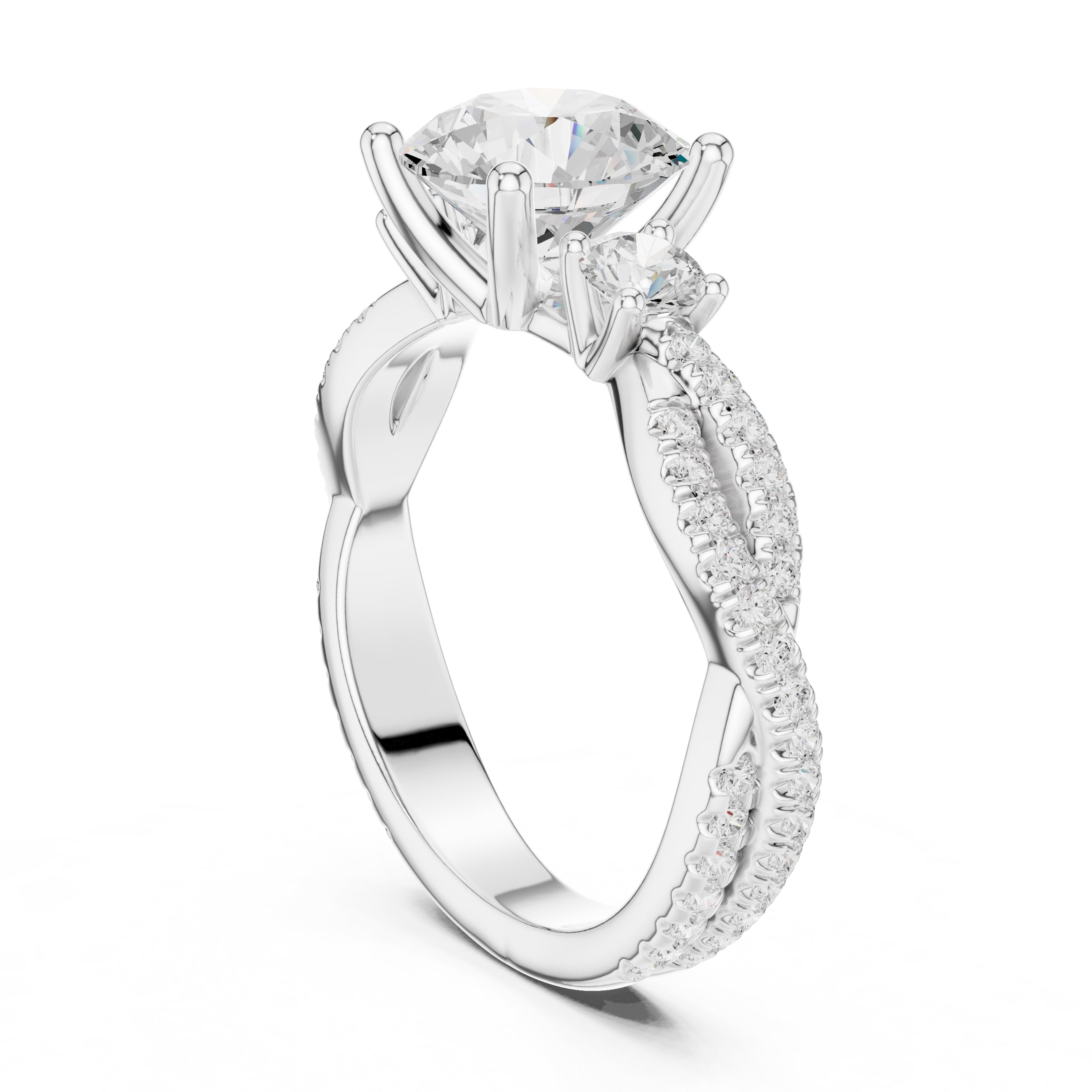 2.00 ct Cascade Twist Engagement Ring 2ct White Gold Round