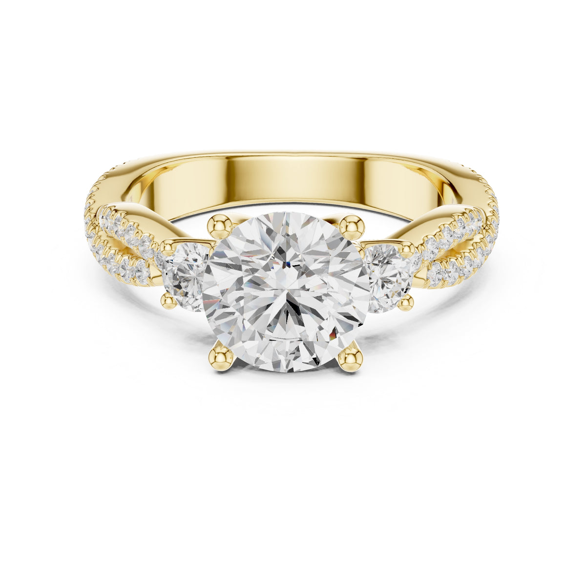 2.00 ct Cascade Twist Engagement Ring 2ct Yellow Gold Round