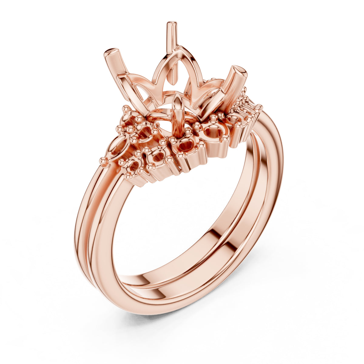 2.50 ct Solstice Cluster Engagement Ring 2.5ct Rose Gold Emerald