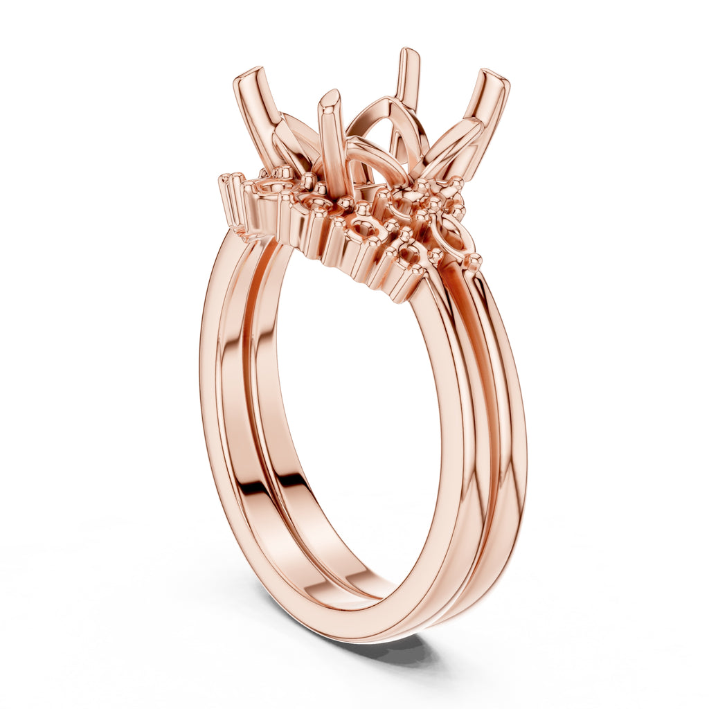 2.50 ct Solstice Cluster Engagement Ring 2.5ct Rose Gold Emerald
