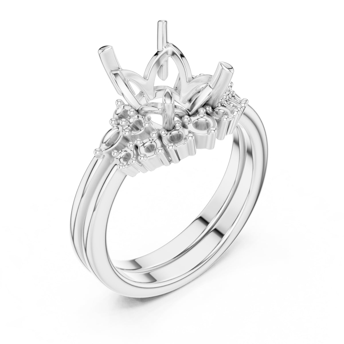 2.50 ct Solstice Cluster Engagement Ring 2.5ct White Gold Emerald