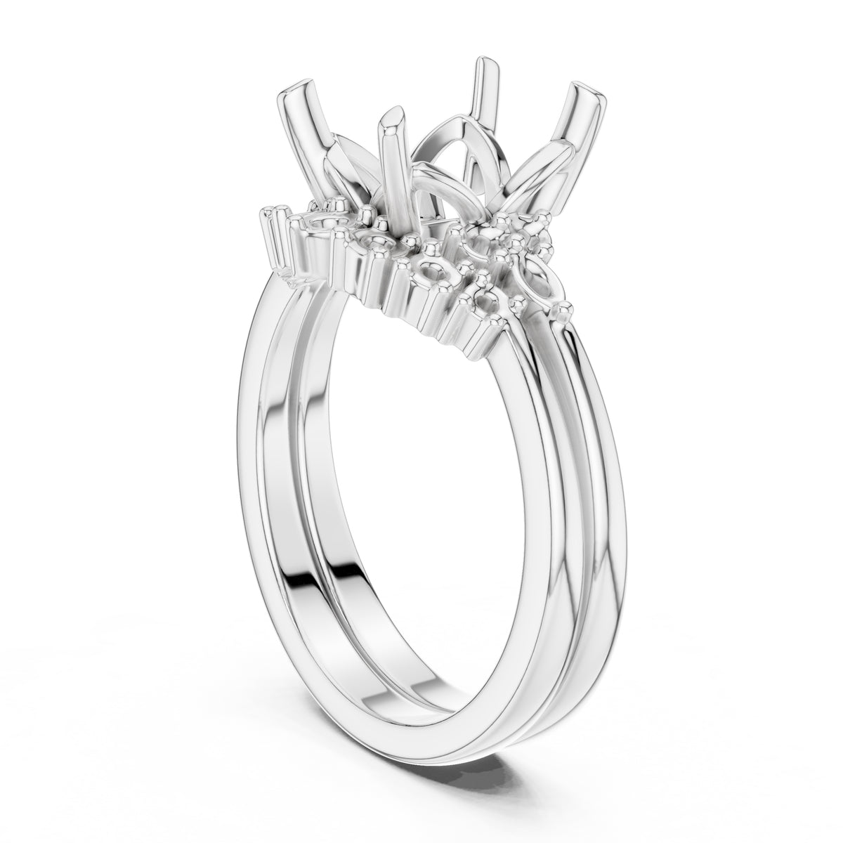 2.50 ct Solstice Cluster Engagement Ring 2.5ct White Gold Emerald