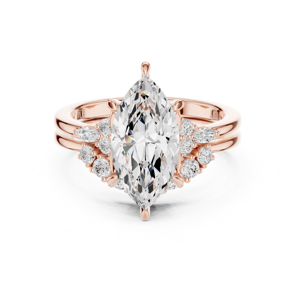 2.50 ct Solstice Cluster Engagement Ring 2.5ct Rose Gold Marquise