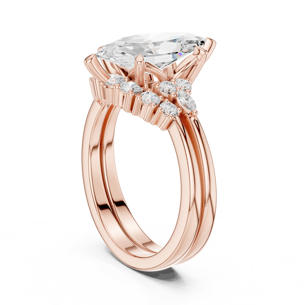 2.50 ct Solstice Cluster Engagement Ring 2.5ct Rose Gold Marquise