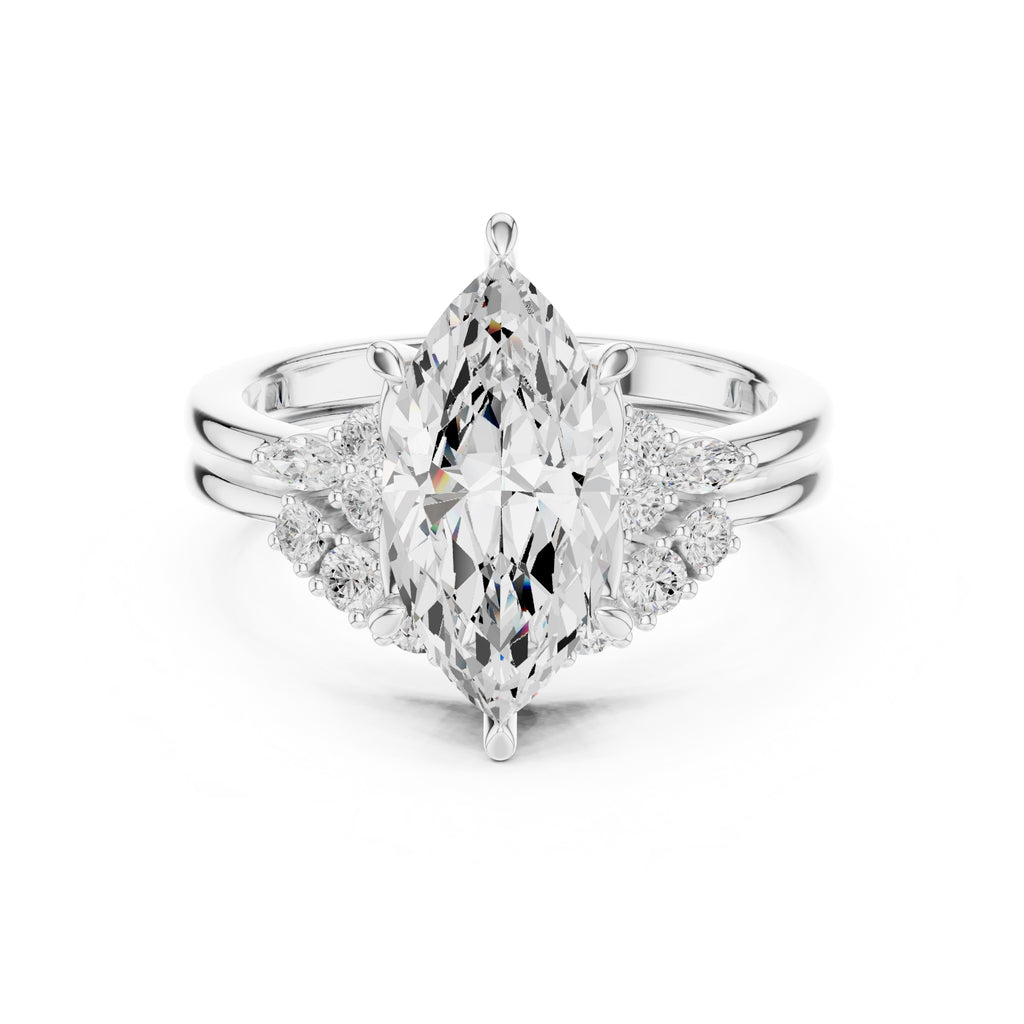 2.50 ct Solstice Cluster Engagement Ring 2.5ct White Gold Marquise