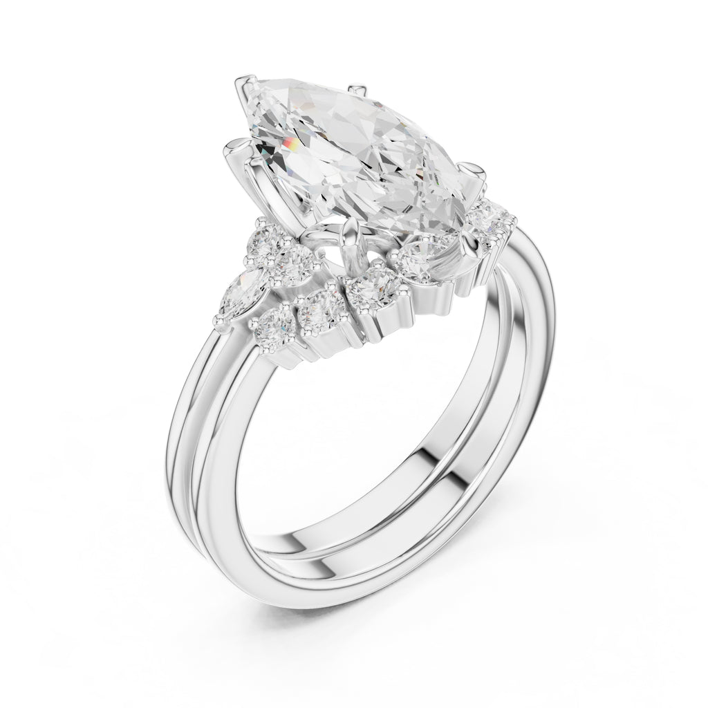 2.50 ct Solstice Cluster Engagement Ring 2.5ct White Gold Marquise