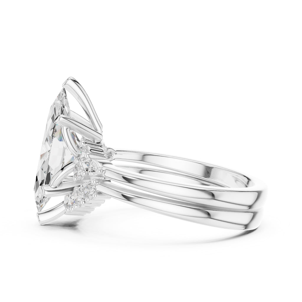 2.50 ct Solstice Cluster Engagement Ring 2.5ct White Gold Marquise